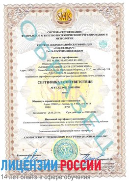 Образец сертификата соответствия Волоконовка Сертификат OHSAS 18001